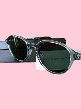 Dior Homme Mens Blacktie 240S Clear Grey Rounded Square Aviator Sunglasses